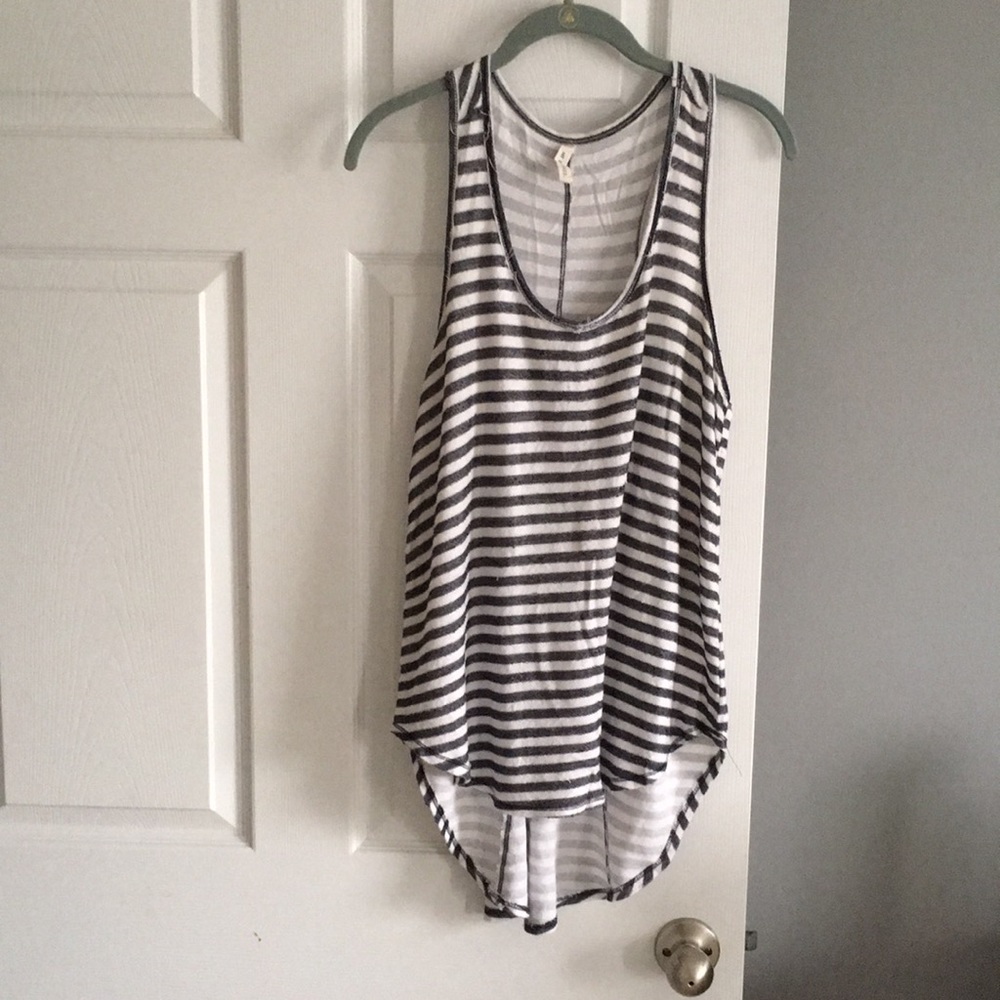 Dottie Couture Striped High-Low Tank in Navy